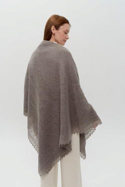 Оренбургский пуховый платок П2-150-03 серый