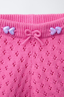 ZARA ТРИКОТАЖНЫЕ ШОРТЫ С БУСИНАМИ, ЦВЕТ ФУКСИИ