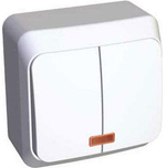 Выключатель 2 клав.с инд.Этюд О/У ВА10-006b