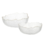 MILLIMI Набор салатников 2 шт, 17x16,5x7,5см / 20x20x9см, стекло, прозрачный с золотой каймой