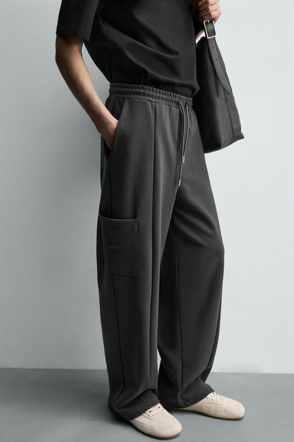 ZARA ДЖОГГЕРЫ КАРГО ИЗ ТКАНИ ИНТЕРЛОК, МЯГКИЙ СЕРЫЙ