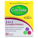 Culturelle, Пробиотики, полный пробиотик 3 в 1 с омега-3, 30 капсул для приема один раз в день