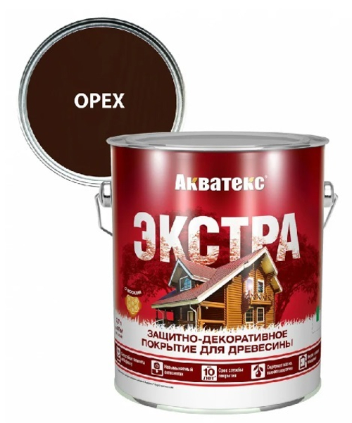 Защитно-декоративное покрытие для дерева АКВАТЕКС ЭКСТРА, орех, 2.7 л