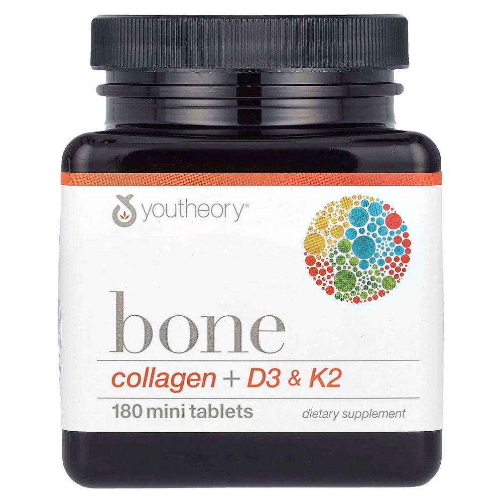 Youtheory, Bone, коллаген + D3 и K2, 180 мини-таблеток