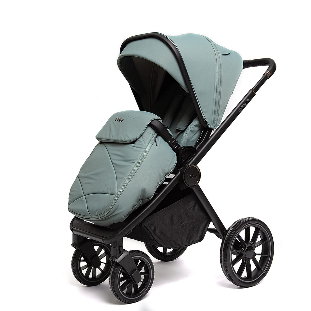 Коляска детская Peppy Monaco 2 в 1 Mint (мятный), рама черная