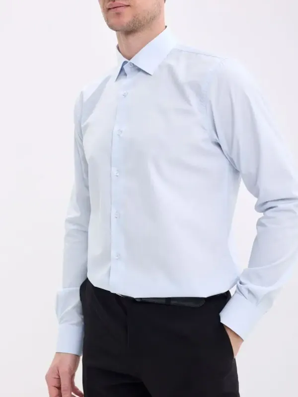Рубашка на высокий рост LONG SLIM FIT с длинным рукавом, светло-голубая