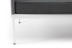 "Канны" диван 3-местный плетеный из роупа, каркас алюминий белый муар, роуп светло-серый круглый, ткань темно-серая 027