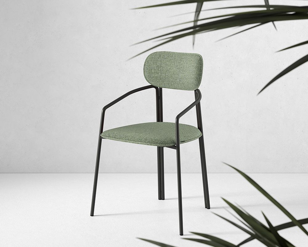 Стул Ror, Round, рогожка, черный/зеленый