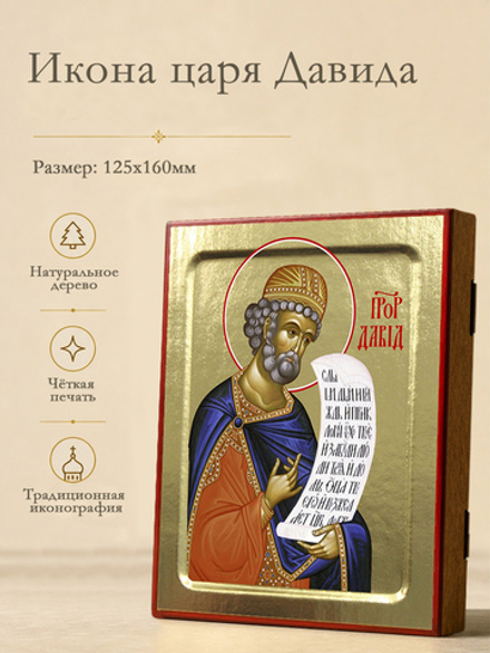 Икона Давида, пророка святого царя на дереве: 125 х 160 (Синопсисъ)