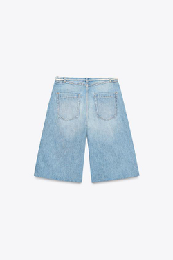 ZARА ДЖИНСОВЫЕ ШОРТЫ-БЕРМУДЫ С НИЗКОЙ ПОСАДКОЙ — ZW COLLECTION, СИНИЙ