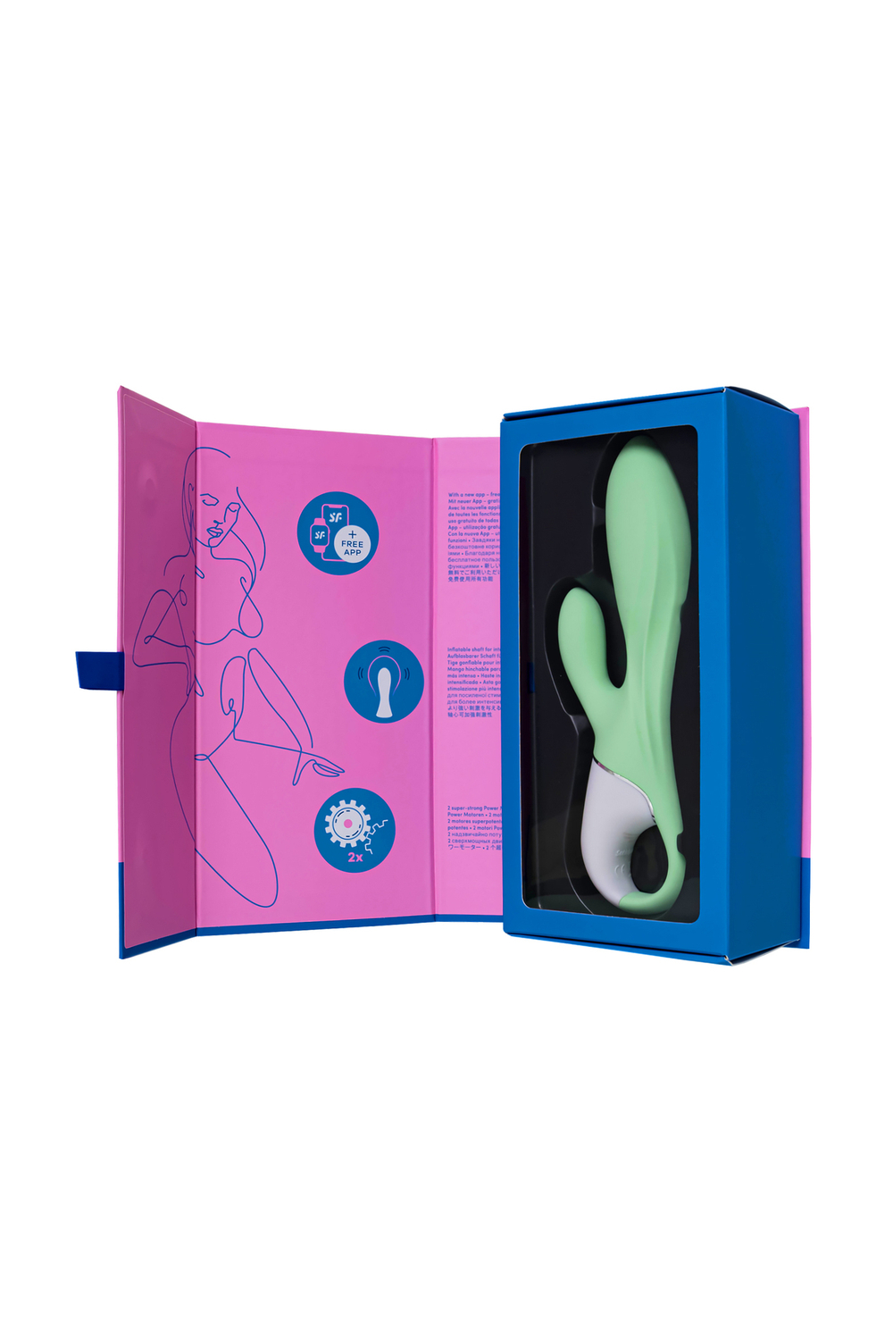 Нереалистичный вибратор Satisfyer Air Pump Bunny 5, силикон, зеленый, 15 см.