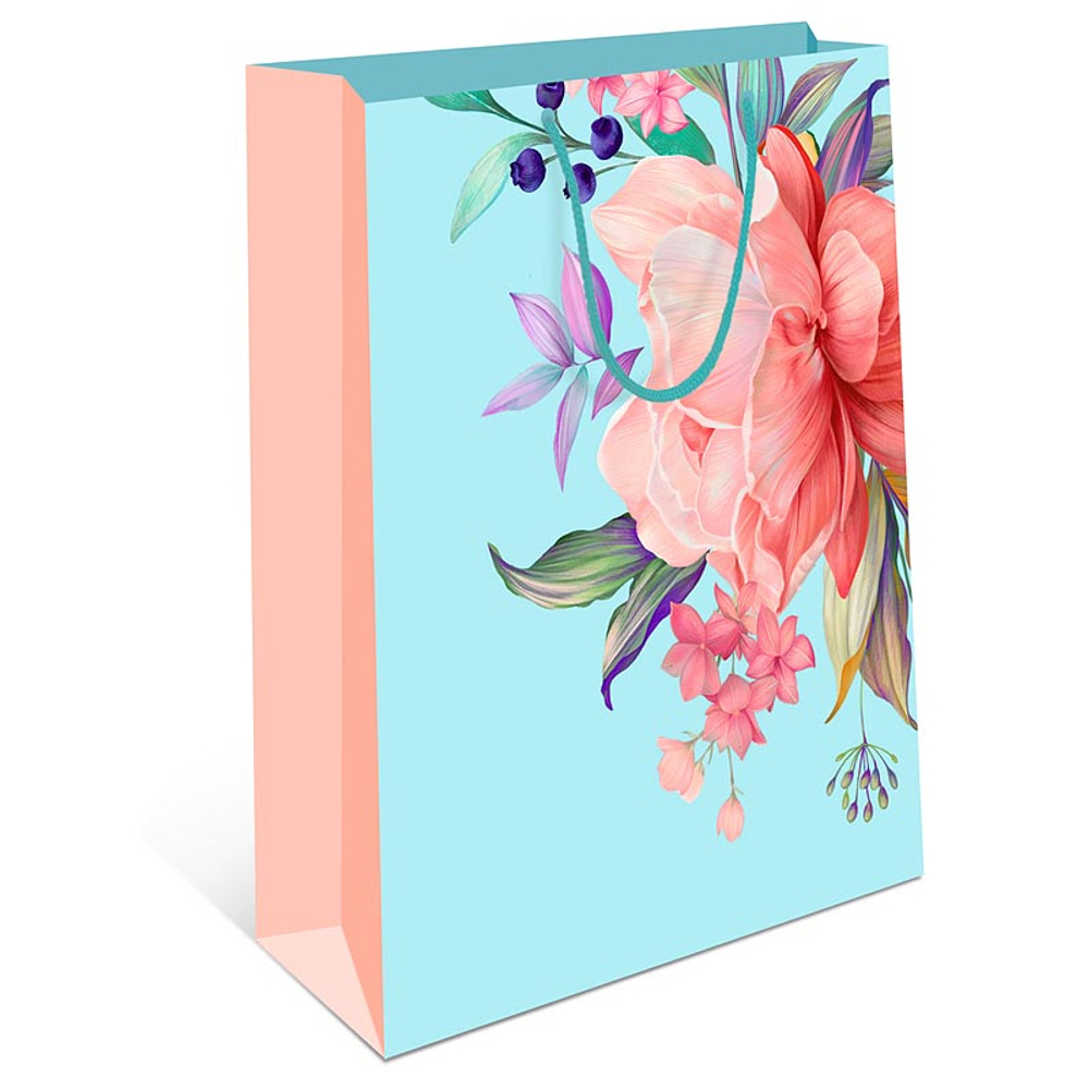 Пакет подарочный "Цветы на голубом"  33*10*42,5 см