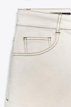 ZARA ДЖИНСОВЫЕ ШОРТЫ-БЕРМУДЫ Z1975 MOM FIT, ЭКРЮ