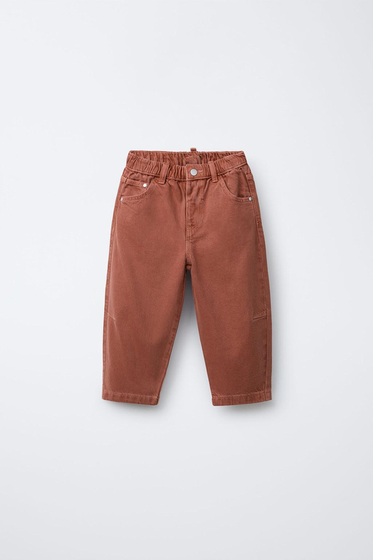 ZARA БРЮКИ BAGGY ИЗ ТВИЛА, ЧЕРЕПИЧНЫЙ