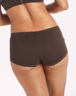 Коричневые трусы-шорты из микрофибры с кружевной отделкой (Размер: S) (Цвет: коричневый)