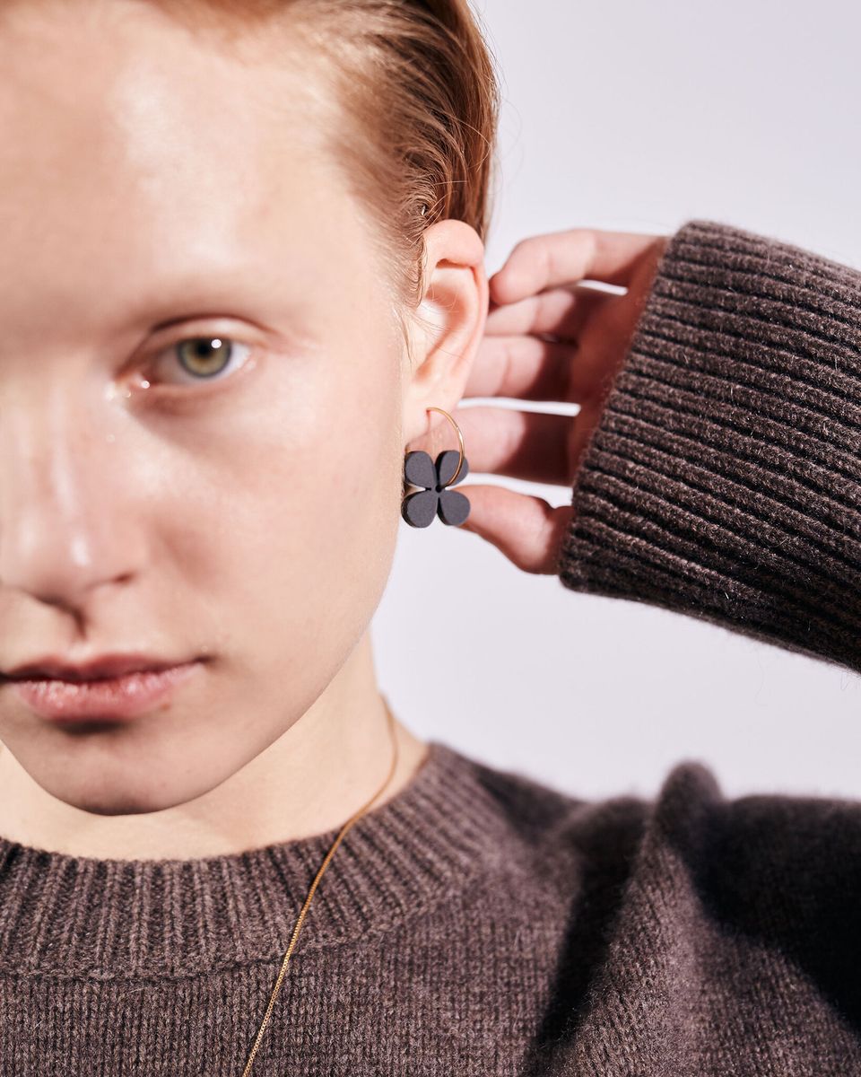 Cерьги Hoops Flowers Black