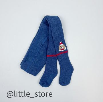 Колготки махровые Мишка в шапке, Синий индиго