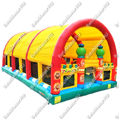 Коммерческий надувной батут "Веселый дом и звери в нём" с крышей 12*7*6 м