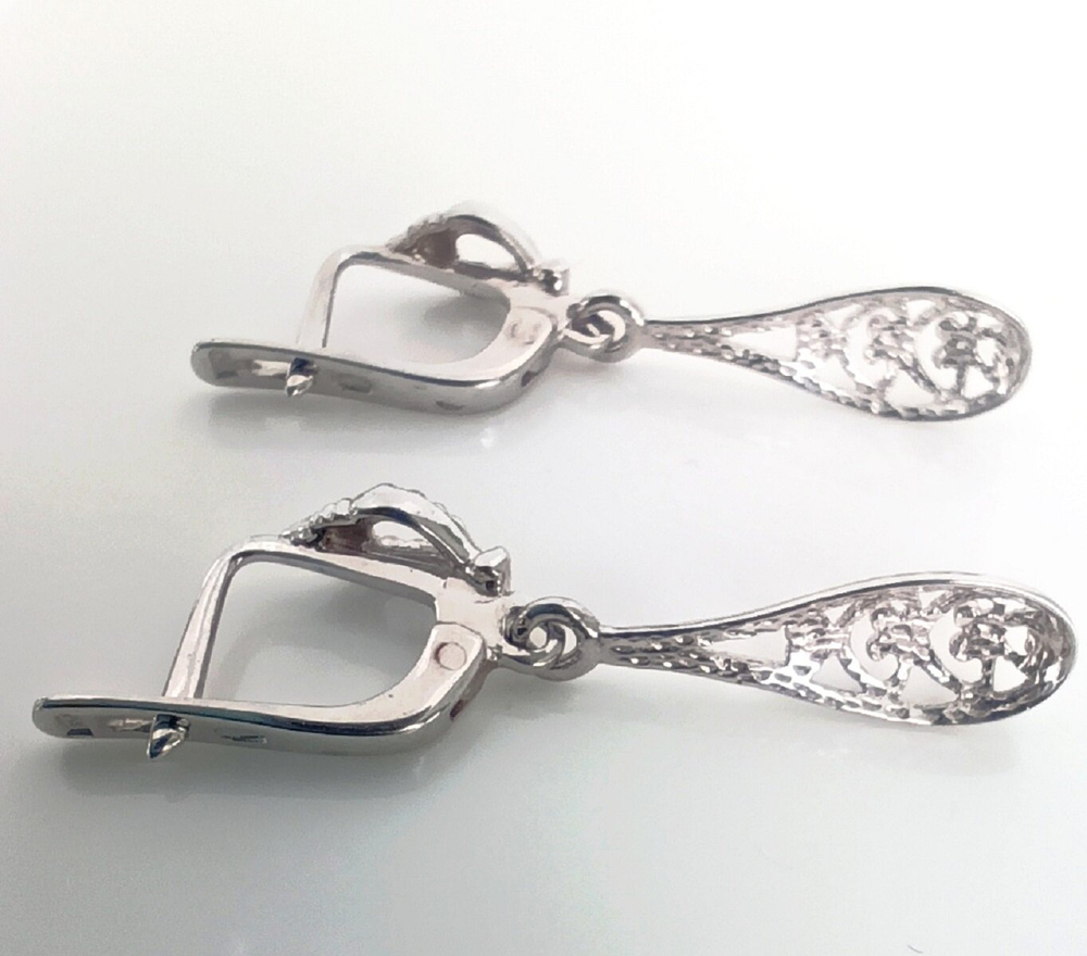 Серьги "Эстерелла" с подвесками, серебро 925 пробы, родирование/Ф