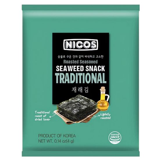 Морская сушёная капуста Nicos Seaweed Snack Traditional традиционная, 4 г (Япония)