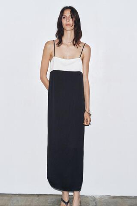 ZARA МИНИМАЛИСТИЧНОЕ АТЛАСНОЕ ПЛАТЬЕ — ZW COLLECTION, ЧЕРНЫЙ