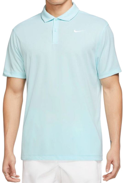Мужское теннисное поло Nike Men's Court Dri-Fit Solid Polo - glacier blue/white