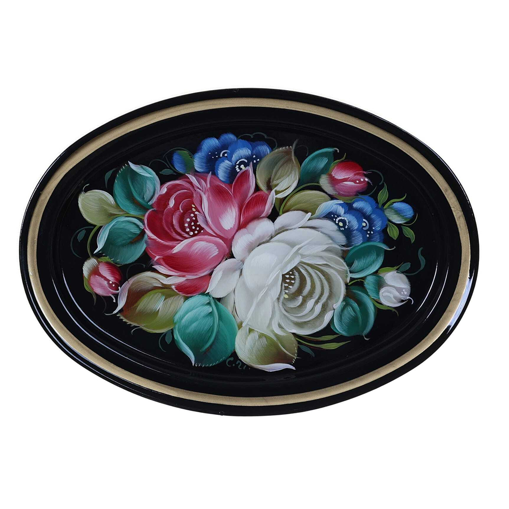 Жостовский поднос декоративный, размер 17х12 см (A2), металлический