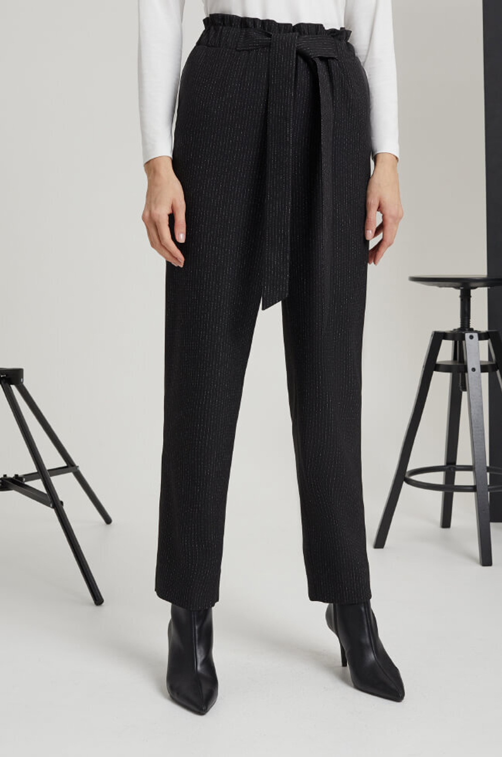 3781 Брюки женские (черный полоска)