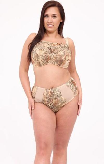 Оригинальные трусики-слипы из сетки с принтом (Размер: XL) (Цвет: телесный)