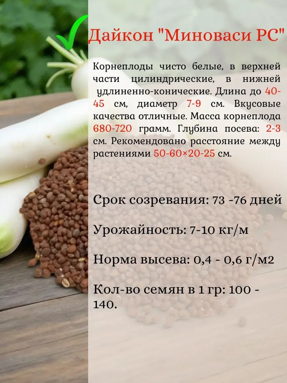 Семена Дайкон набор