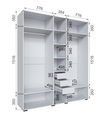 Шкаф с 3 ящиками внутри без зеркала Бруклин 200Ш