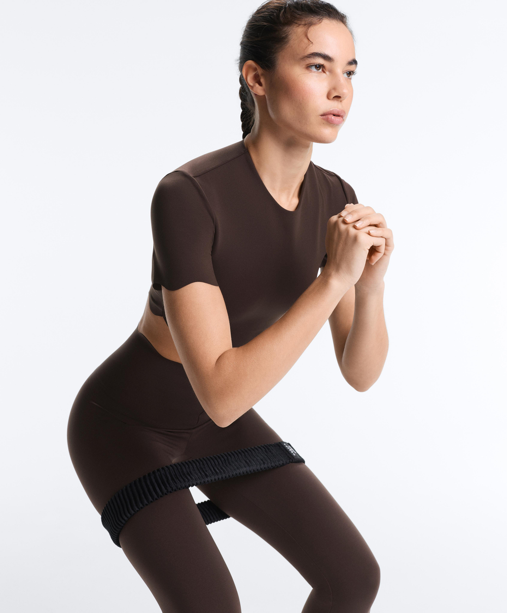 Oysho Топ Compressive волнистый, коричнево-красный