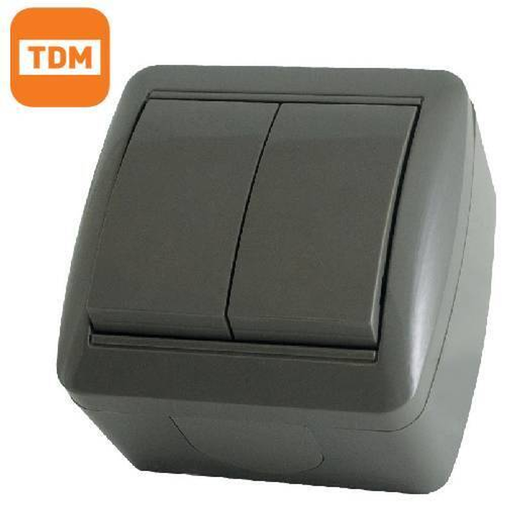 Выключатель 2кл IP44 10A (серый) Селигер TDM SQ1818-0102