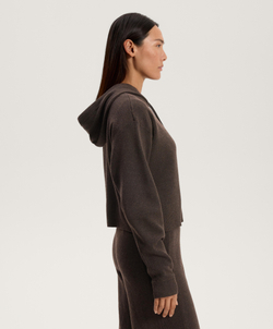 Oysho Вязаная куртка с капюшоном, коричневый