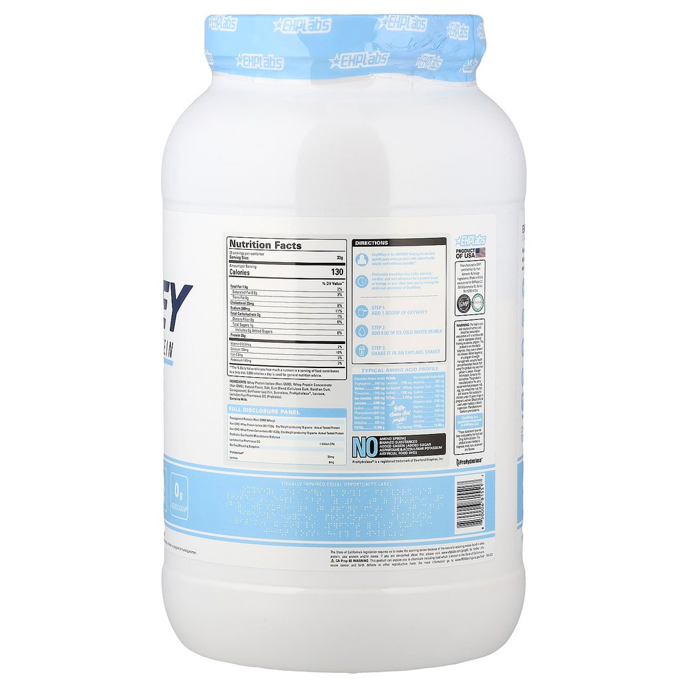EHPlabs, OxyWhey, сывороточный протеин для ежедневного использования, со вкусом ванильного мороженого, 825 г (1,82 фунта)