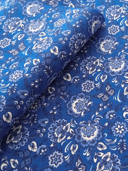 Ткань бязь плательная, рис. "Гжель", ширина 150 см, арт. 228