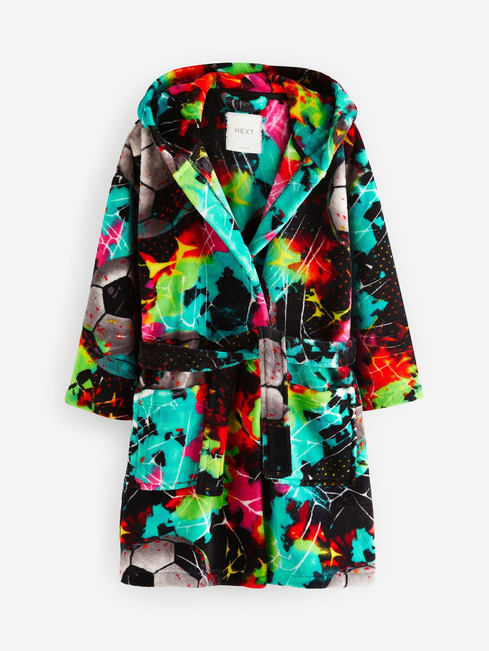 Халат флисовый для мальчика Next N23-834, Черный, Салатовый, Голубой