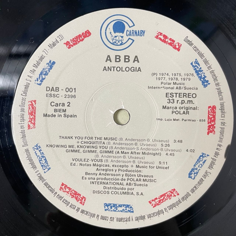 Винтажная виниловая пластинка LP Сборник ABBA АББА Antologia (Испания 1982) Mamma Mia