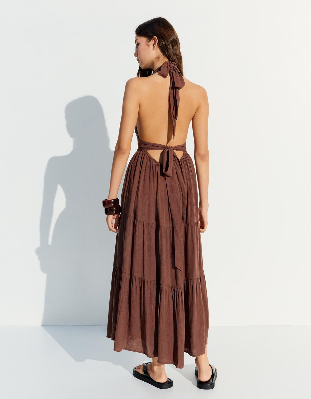 Длинное платье в стиле «рустик» - BERSHKA