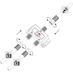 Делитель ТВ ЭРА SIMPLE DS-F-SAT-01 2 ответвления под F разъём 5-2500 МГц упаковка 1 шт