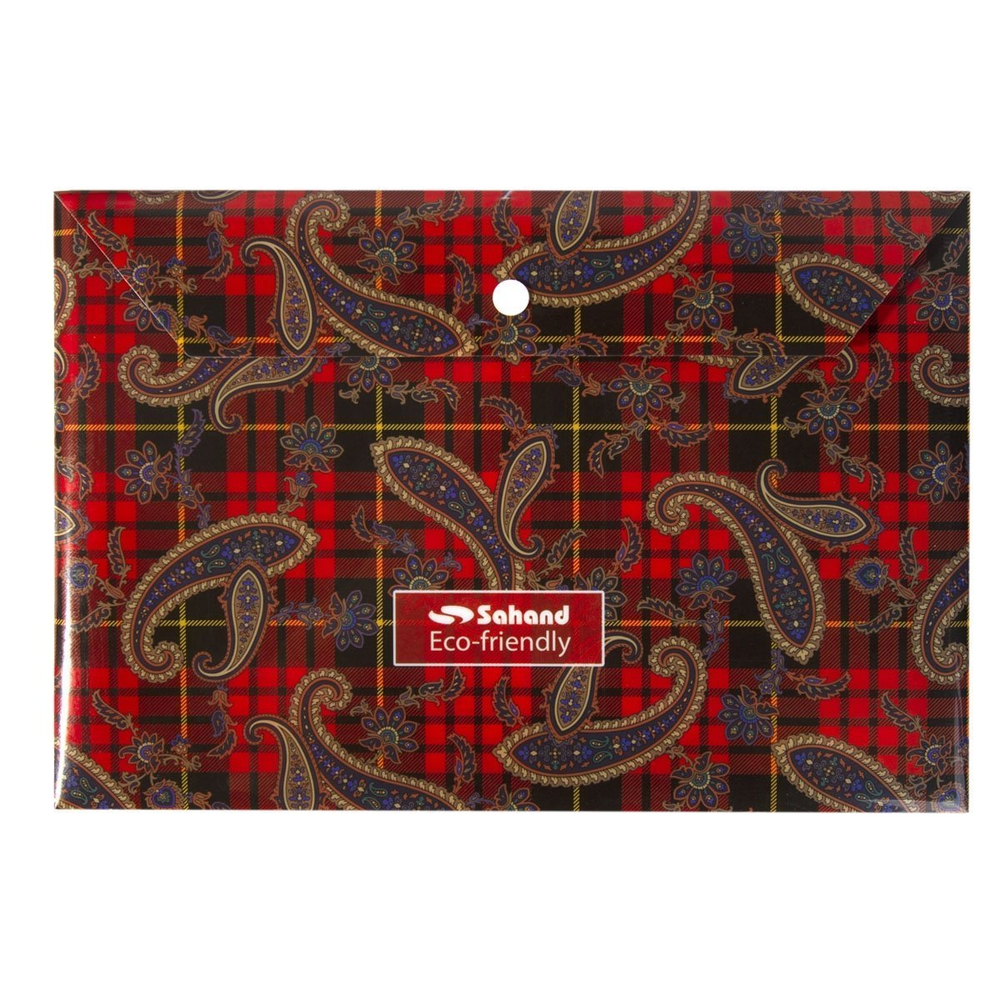 Папка-конверт на кнопке, Sahand, A4 220х320 мм, 180 мкм, пластик, с рисунком, "Classic", ассотри