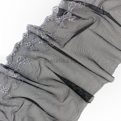 Вышивка на сетке черный/лаванда 18 см