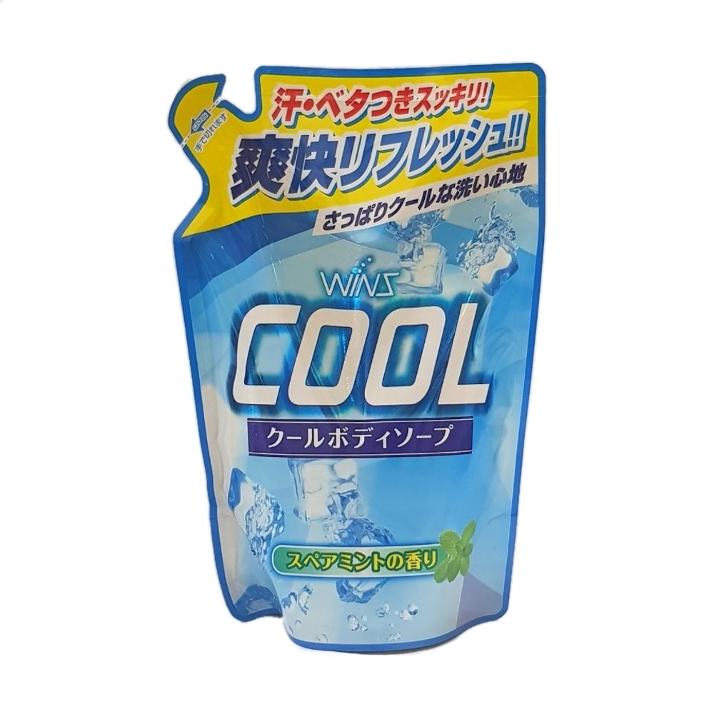 Охлаждающее мыло для тела NIHON Wins Cool body soap с ментолом и ароматом мяты для мужчин и женщин, мягкая упаковка 400 мл.