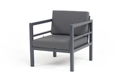 "Эстелья" кресло разборное, каркас алюминий темно-серый (RAL7024) матовый, ткань темно-серая 027