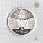 10 марок. 300 лет Франкскому благотворительному фонду (A). Серебро. 1998 г. PROOF. В родной запайке