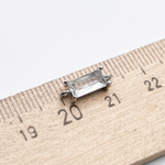 Коннектор, цвет серебро (родий)+прозрачный, размер 17*4 мм, цена за 1 шт