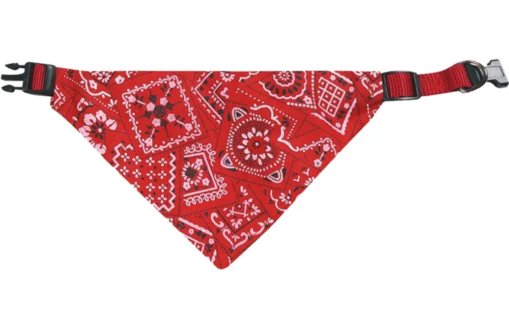 FLAMINGO PINTO Ошейник с банданой нейлоновый, 25-40 см, красный