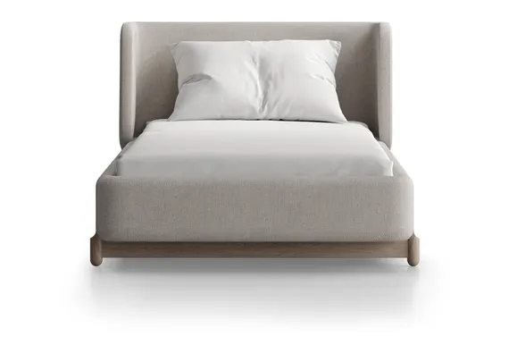 Кровать с подъемным механизмом Basic, 90х200 см (молочный, рогожка)