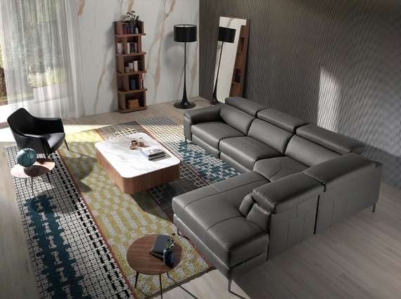 Угловой диван с реклайнером Angel Cerda 5320-R, серая кожа