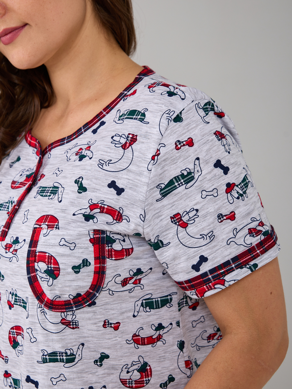 Пижама с брюками КБ-161/собачки-краснклетка